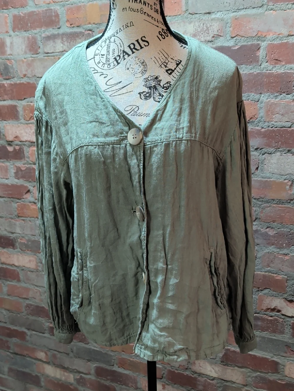 Zara Olive Green Lightweight Linen-Blend Top - Picture 1 of 9